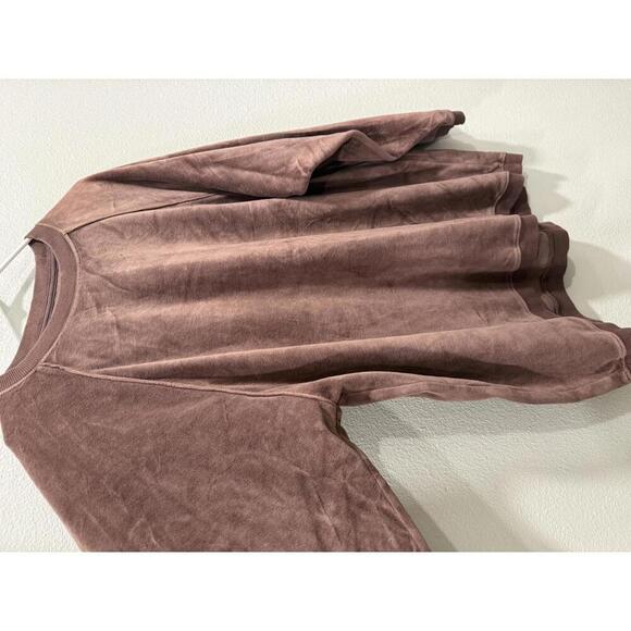 Aerie Brown Velour Pullover Sweatshirt, Small - Picture 3 of 7
